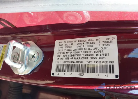 2010 Honda Accord 2.4 Ex-L z USA, uszkodzony, nr VIN 1HGCP2F86AA010577